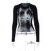 Women's Autumn Winter New Fashionable And Personalized Print Design, Spicy Girl Style Round Neck Long Sleeved Slim Fit_voghion.com