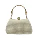 Bolsa de noite elegante com contas brancas cremosas - Bolsa de mão dourada com alça superior para mulheres, casamento e ocasiões especiais_voghion.com