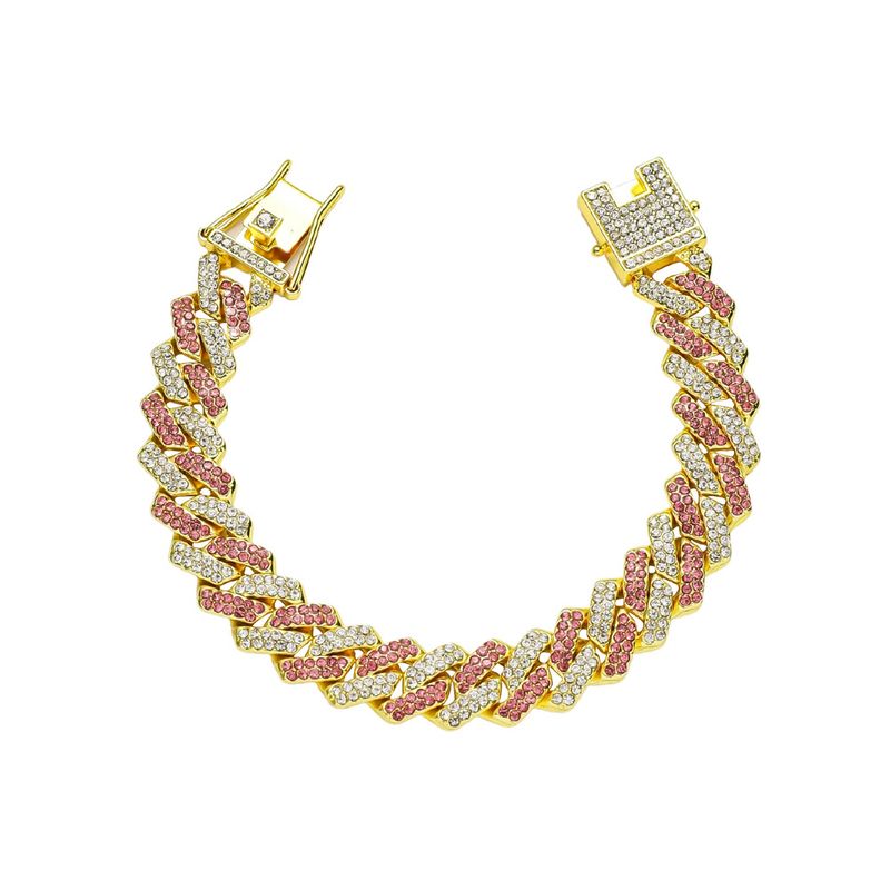 European And American Hip-Hop Style Unisex Cuban Chain Bracelet Full Rhombus Double Row Diamond Trendy Accessories_voghion.com