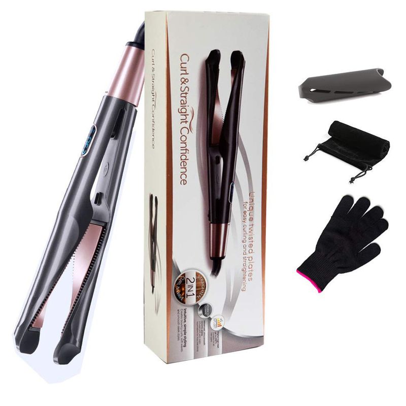 2-in-1-Lockenwickler mit gedrehtem Haarglätter und Lockenstab, professioneller flacher konkaver und konvexer 3D-Titanplatte, Ionen-Lockenstab, Lockenstab_voghion.com