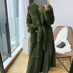 Jachetă de blană nouă pentru femei, haină lungă medie, temperament la modă, vrac, mărime mare, acoperă burtica, tendință