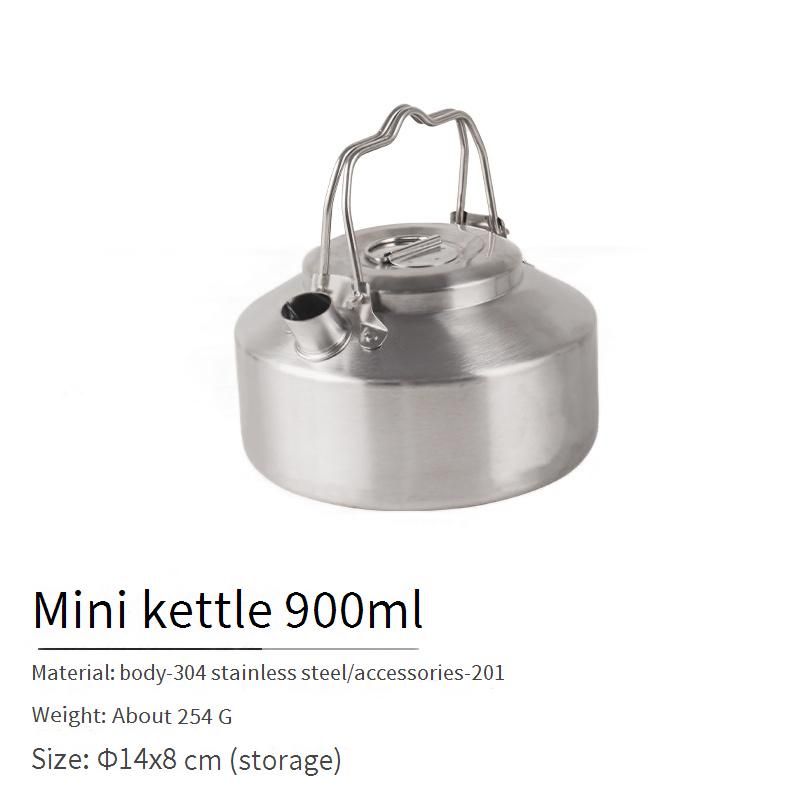 1L Mini Camping Kettle - 304 Stainless Steel Ultra-Light Water Boiler For Outdoor Portable Tea & Coffee Pot With Foldable Handle​_voghion.com