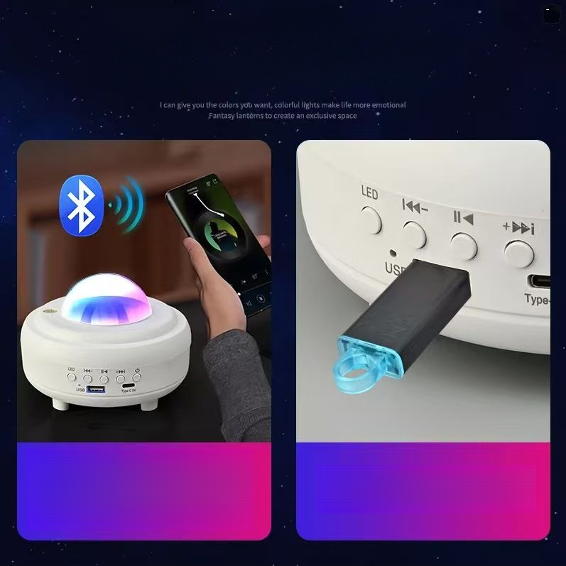 Northern Lights Starry Sky Projector APP Control Laser Night Light Live Streaming Bluetooth Speaker Moon Atmosphere Lamp_voghion.com