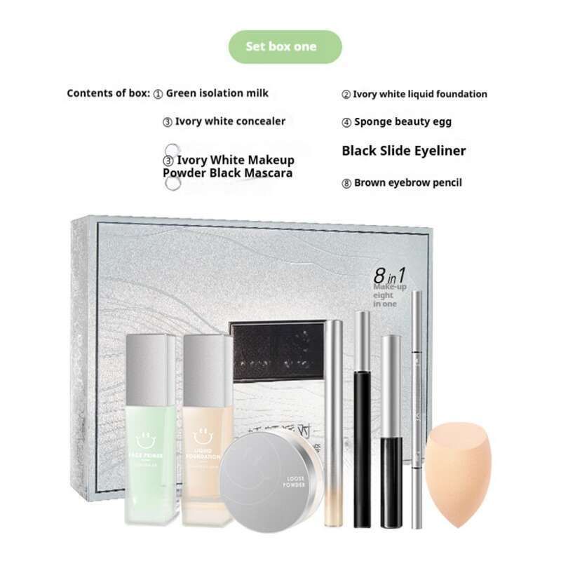 Makeup Set Foundation Concealer Separating Powder Eyeliner Lauvärv Must Kulmupliiats_voghion.com