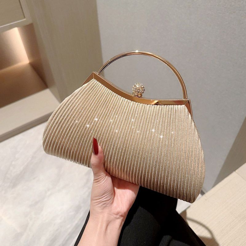 Pleated Evening Handbag Women Top Handle Glitter Day Clutch Ladies Wedding Dinner Dressed Clip Bag Diamond Party Wallet_voghion.com