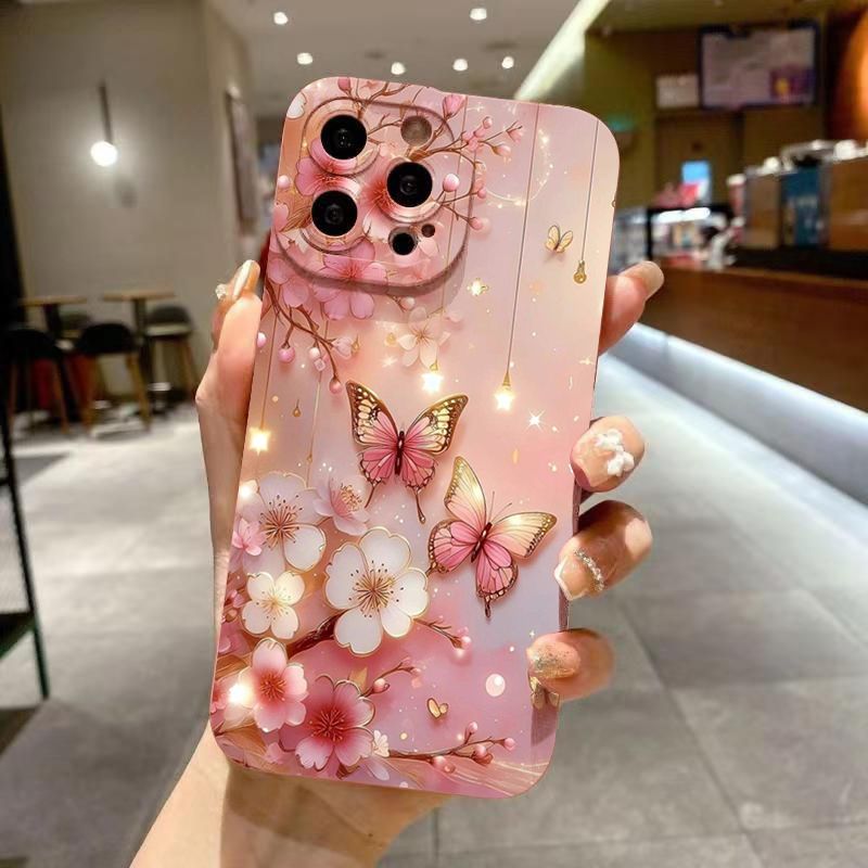 Tauriņa ziedu dizaina telefona maciņš Samsung Galaxy A16 A15 A35 A55 A14 A34 A54 A33 A53 A32 S25 S23 Ultra S22 Plus S24FE vāciņam_voghion.com