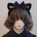 Ben Shouzao fascia per capelli con orecchie di gatto con fiocco bianco e nero fatta a mano Lolita kc_voghion.com