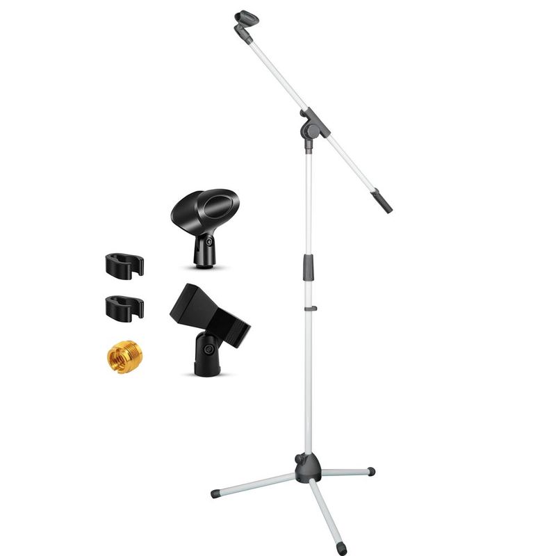 5 Core Tripod Mic Stand Floor Adjustable 18 To 72 Inches Sturdy Boom Arm Holder Microphone Stands Pedestal Para Microfono For Singing MS 080 WH_voghion.com