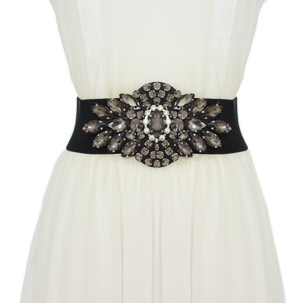 Nouveau style avec bande élastique, robe décorative incrustée de strass, ceinture large pour femmes_voghion.com