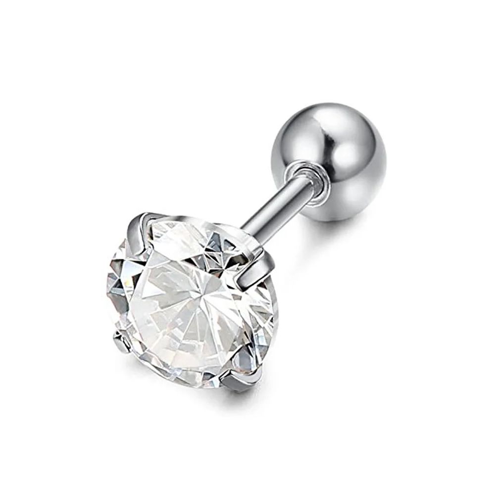 1 Stéck Edelstahl 4-Zänn Zirkon Ouerréng fir Fraen/Männer Tragus Knorpel Standard Lobe Daith Piercing Bijouen_voghion.com