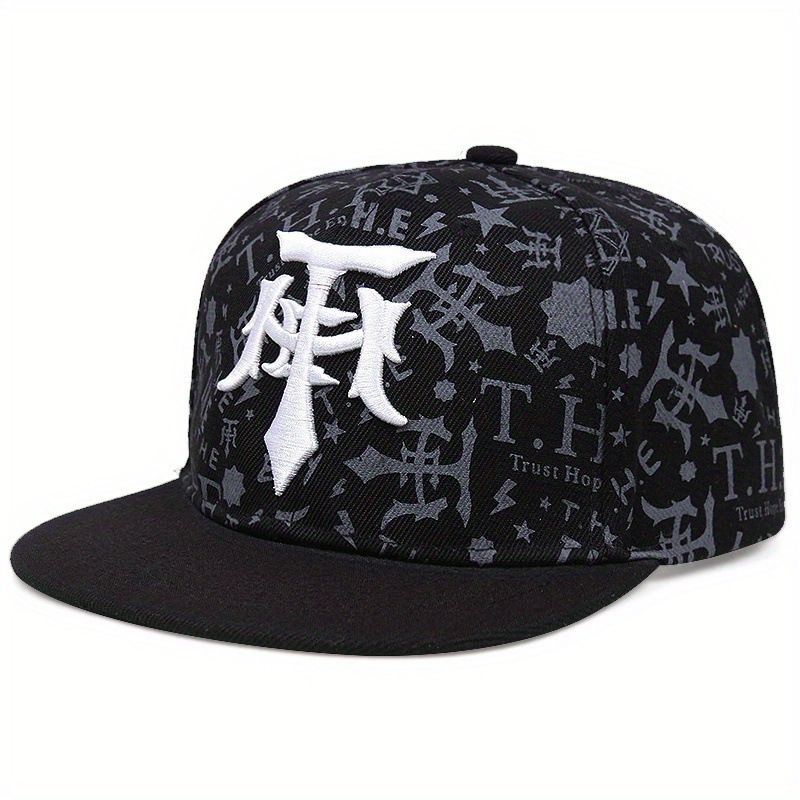 Men's and women's flat brimmed hats, street embroidered printed hip-hop hats_voghion.com