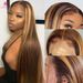 MALAIKA 13x4 Lace Front Perücken Echthaar 4/27 Farbe Honigblond Gerade Lace Frontal Perücke Echthaar für Frauen_voghion.com