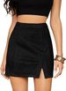 2024 Women's Suede Wrapped Hip Short With High Waist Zipper, Autumn And Winter Sexy A-line Solid Color Skirt_voghion.com