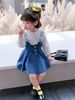 Kids Clothing wholesale girls suit autumn new style children's cute big lapel shirt plus denim overalls skirt two piece suit_voghion.com