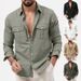 Camicia da uomo multitasche casual a maniche lunghe per uomo_voghion.com