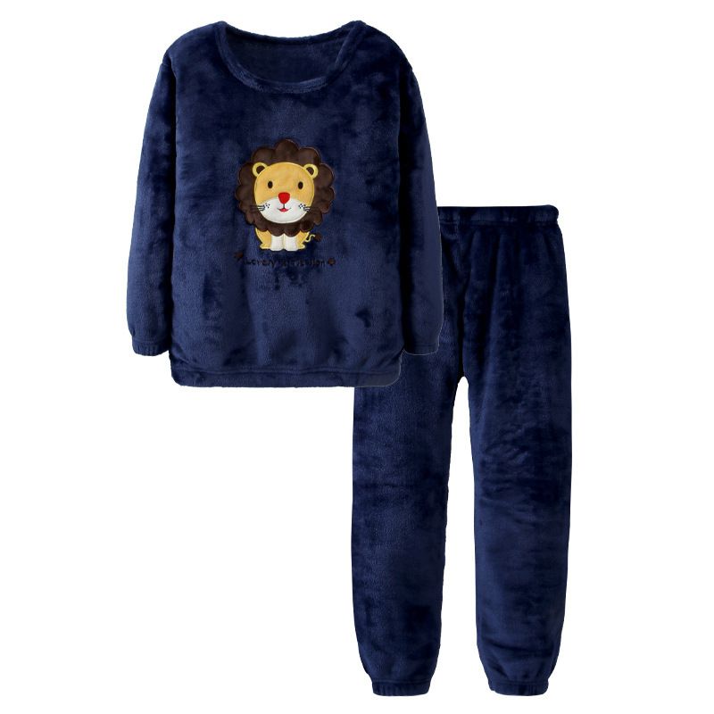 Flanell-Pyjama für Kinder, Herbst und Winter, Homewear für Männer und Mädchen, plus dicker Fleece-Pyjama für den Wintergarten_voghion.com