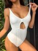 Women's solid color hollow with breast pads sexy tight backless swimsuit_voghion.com