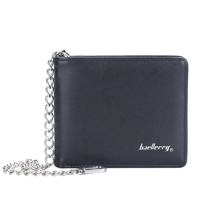 New Men's Short Wallet Baellerry Open Multi-card Wallet Fashion Chain Ticket Clip Wholesale_voghion.com