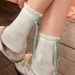 Women's Cute Bowknot Mid Calf Summer Thin Cotton Socks, Ins Versatile College Style, Loose Fit Socks_voghion.com
