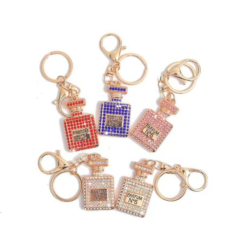 Schlüsselanhänger mit Strasssteinen, Duftflasche, Schlüsselanhänger, Kristall, Autoschlüssel, Schnalle, Geldbörse, Schlüsselornamente, Geschenk für Frauen und Mädchen_voghion.com