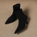 Cameido Women's Pointed Toe Thin Heel High Heel Short Boots Velvet Stretch Slim Fashion Boots_voghion.com