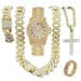 Elegant Rose Gold Quartz Watch For Women - Sparkling Rhinestone Roman Dial & Alloy Band, Fashion Jewelry Watch Set With Bracelet & Necklace_voghion.com