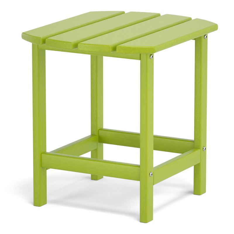 Adirondack Outdoor Side Table;  HDPE Plastic End Tables for Patio;  Backyard;  Pool;  Indoor Outdoor Companion;  Easy Maintenance Weather Resistant La_voghion.com