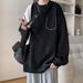 Erkekler İçin Ağır Sıklet Yuvarlak Yaka Sweatshirt - Minimalist, Düşük Omuzlu Tasarım ve Yan Cepler (M-3XL, Kırışıklık Karşıtı, Sokak Giyiminin Temel Parçası)_voghion.com