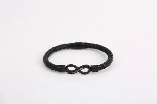 Jewelry Fashion Woven Personality Infinite Figure 8 Men's Leather Rope Stainless Steel Bracelet_voghion.com