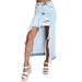 Women's Clothing High Waist Irregular Raw Edge Ripped Hole Old Washed Denim Slit Hip Skirt_voghion.com