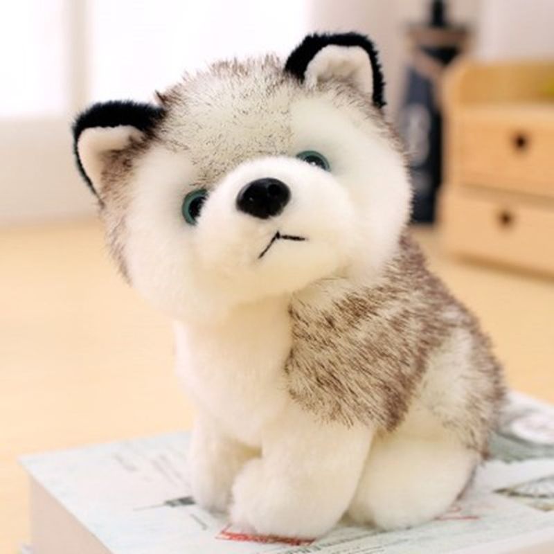 Lindo juguete de peluche de simulación de Husky, perrito, muñeca Erha de tamaño pequeño, regalo de cumpleaños para niña_voghion.com
