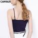 Canotta estiva da donna in cotone aderente e tinta unita, nuova V112B_voghion.com