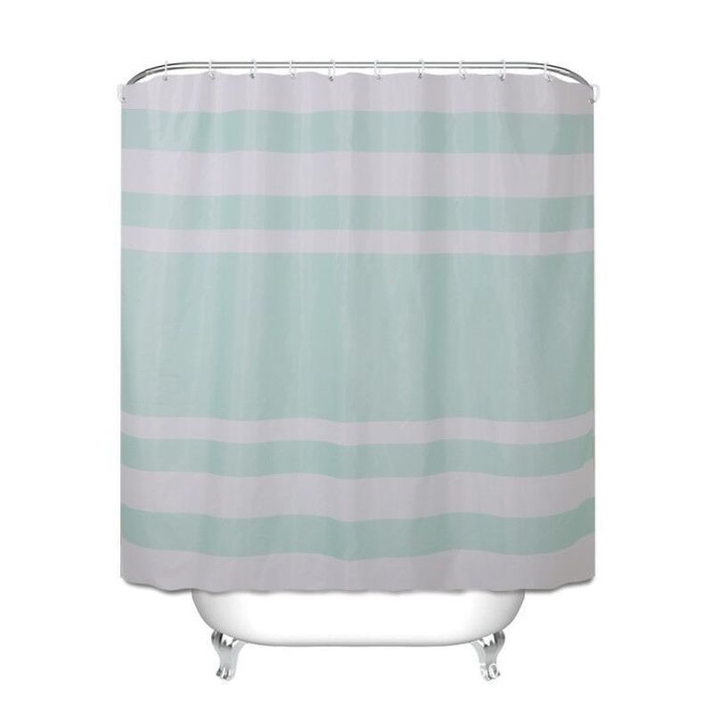 Moderner gestreifter Duschvorhang aus Polyester – wasserdichte Badezimmertrennwand, 180 x 180 cm, mehrere Farben (Beige/Grau/Grün)_voghion.com