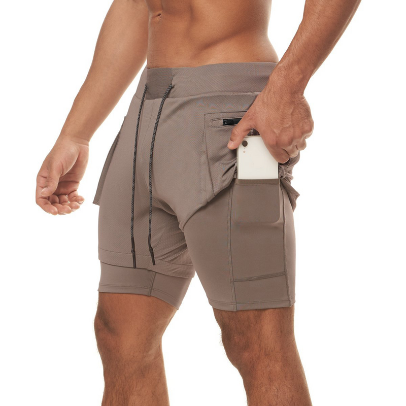Men's Muscle Fit Training Shorts - 2-Layer Breathable Quick-Dry Fabric - Solid Color Gym & Running Shorts For Summer Workouts (Mid-Thigh Length)​​_voghion.com