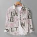 Camicia a maniche lunghe da uomo – Camicia casual oversize in cotone con stampa a lettere_voghion.com