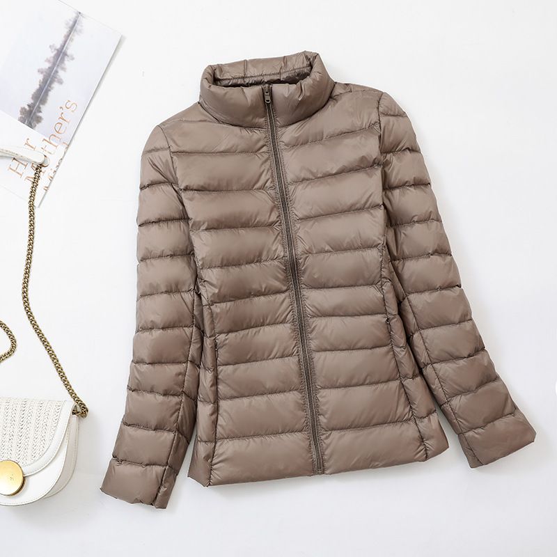  Doudoune courte à col montant pour femme, légère et chaude, tendance, nouvelle collection automne et hiver 2023_voghion.com