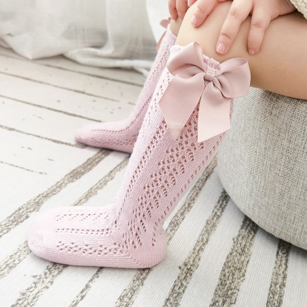 Neue Sommer Baby Kniestrümpfe Kinder Mädchen Bogen Lange Socken Weiche Baumwolle Mesh Atmungsaktive Kinder Aushöhlen Socken Für 0-7 Jahre_voghion.com