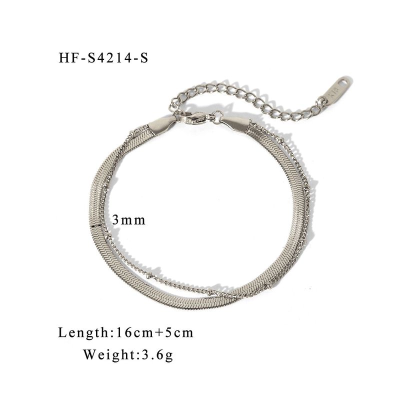 INS Stainless Steel Real Gold Plated Double Layer Flat Snake Chain Summer Beach Simple Anklet Hot Selling_voghion.com