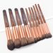 Professionelles 10-teiliges Make-up-Pinsel-Set in Braun, abgewinkelt, flacher Schwanz, Holzgriff, Puder, Grundierung, Augenmischung, Kosmetikpinsel, Schönheits-Make-up-Tools_voghion.com