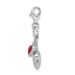 Amore La Vita Sterling Silver Rhodium-plated Polished 3-D Red Enameled Double Heart Charm With Fancy Lobster Clasp_voghion.com