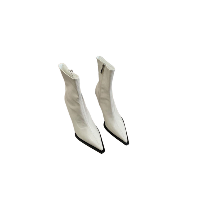 Stiefeletten mit hohem Absatz, Herbst und Winter, neu in Europa und den Vereinigten Staaten, alle spitzen Lackleder-Retro-Skinny-Stiefel, braune Stiefeletten mit dünnem Absatz_voghion.com