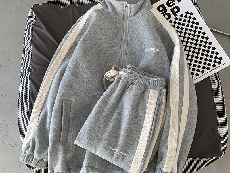 Men's Cardigan Sweater Suit – Stand Collar Casual Two-Piece Set (Jacket + Pants) | Trendy Lightweight Polyester | Black/Gray/White/Green | S-XXL​​_voghion.com