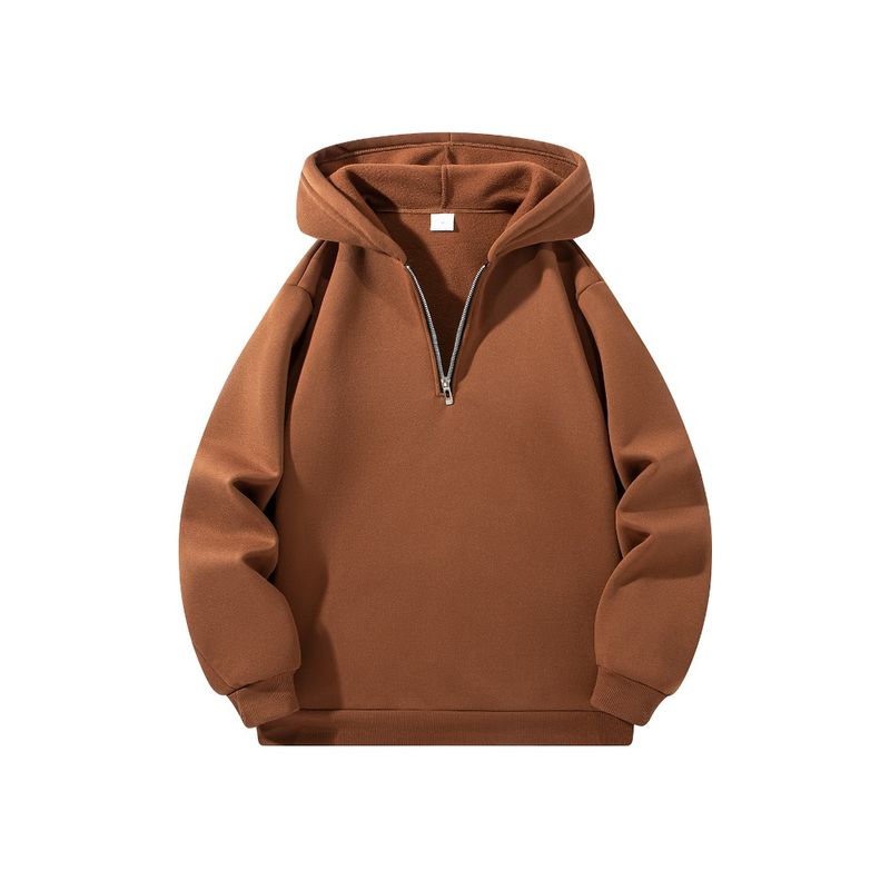 Herren Kapuzenpullover mit halbem Reißverschluss, neue einfarbige Langarm-Sweatshirts, Herbst, locker, Sport, warm, Sweats, modisch, lässiger Pullover_voghion.com