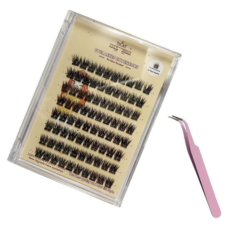 3D Self-Adhesive False Eyelashes (8 Rows) With Tweezers - Natural &amp; Voluminous Look, Beginner-Friendly, Long-Lasting Hold, Perfect For Daily &am_voghion.com