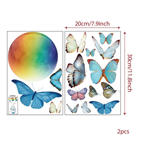 Colorful butterfly flying towards four-color AFG3532 gradient color moon glow in the dark wall sticker_voghion.com