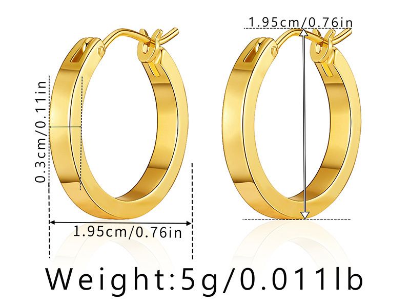Boucles d'oreilles créoles simples de style INS en plaqué cuivre K véritable or style minimaliste boucles d'oreilles exagérées à grand cercle en métal_voghion.com