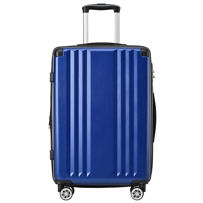 Hartschalen-Koffer, Rollkoffer, Reisekoffer, Handgepäck 4 Rollen, ABS-Material, TSA Zollschloss, 76.5*50.5*31.5, Dunkelblau_voghion.com