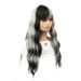 parrucca con frangia ordinata, cuciture grigie in bianco e nero, fibra chimica femminile, copricapo completo, capelli lunghi e ricci_voghion.com