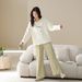 Pure Cotton Pajamas Women's Long-sleeved Set With Chest Pads, Pure Desire Wind Large Size Loose Outer Wear Cotton Loungewear_voghion.com