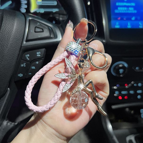 Portachiavi da donna con elfo alato tempestato di diamanti, portachiavi per auto in stile coreano creativo e personalizzato, borsa squisita_voghion.com